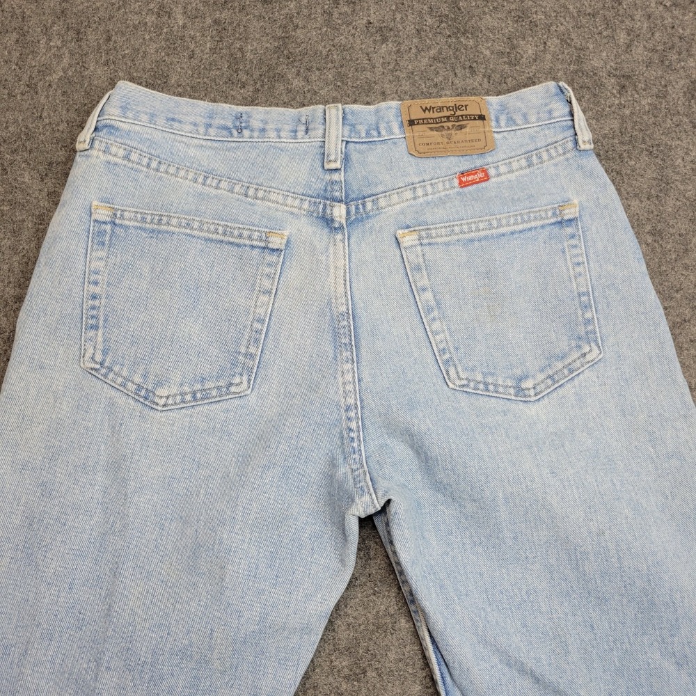 Wrangler Jeans Mens 32x32 Blue Denim Regular Fit Streetwear Frayed Hem Cowboy - Picture 7 of 14